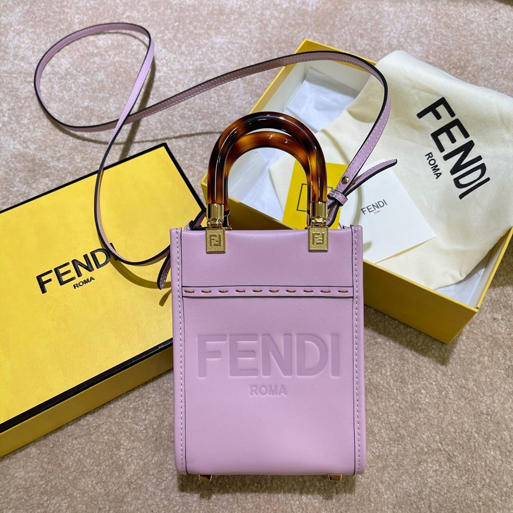 Fendi Mini Sunshine Shopper Bag In Lilas Leather TDBS25874