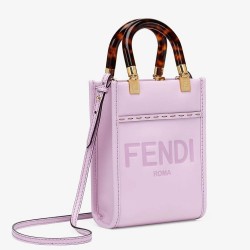 Fendi Mini Sunshine Shopper Bag In Lilas Leather TDBS25874