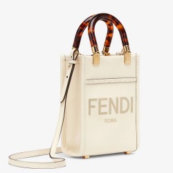 Fendi Mini Sunshine Shopper Bag In White Leather TDBS25875