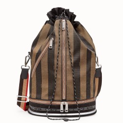 Fendi Mon Tresor Drawstring Bag In Pequin Striped Fabric TDBS25921