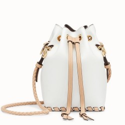 Fendi Mon Tresor Mini Bucket Braided Bag In White Calfskin TDBS25934