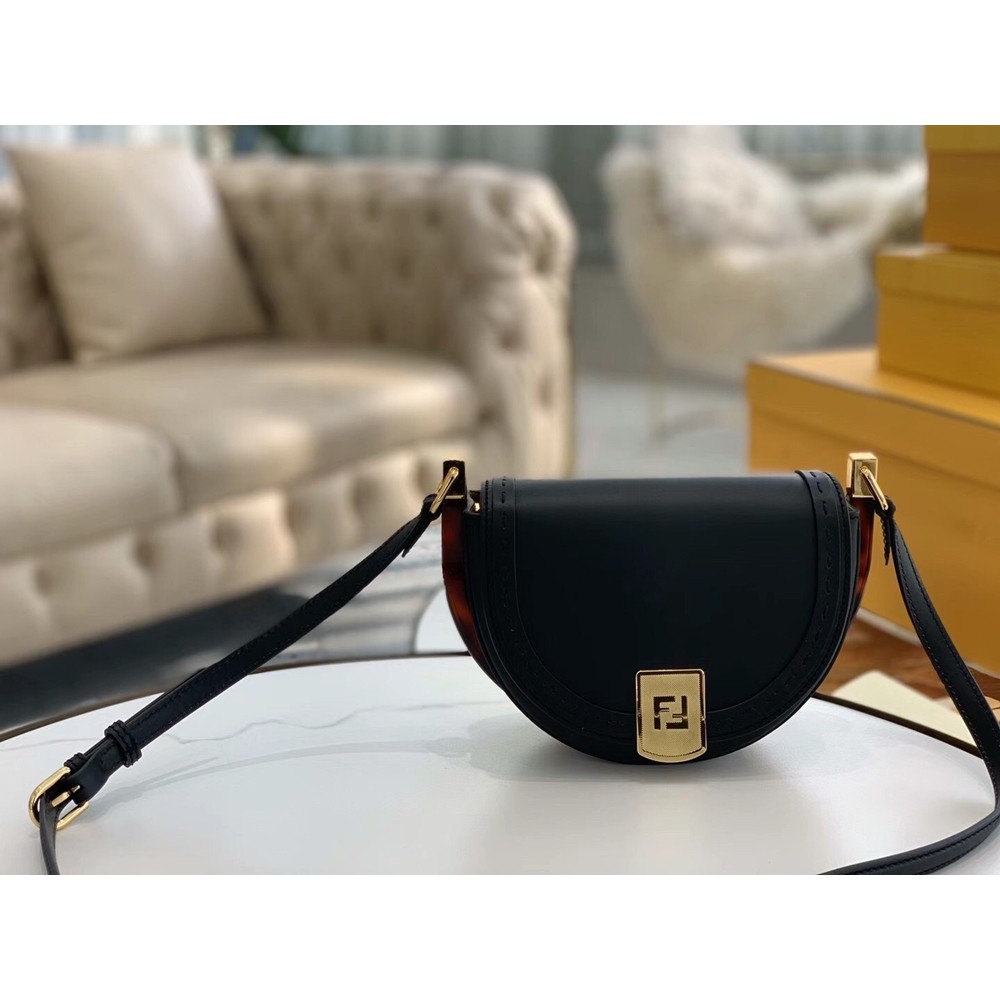 Fendi Moonlight Saddle Bag In Black Calfskin TDBS25790