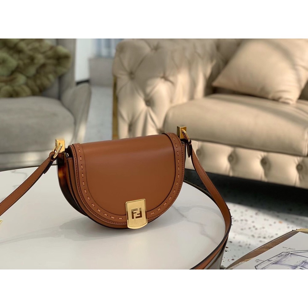 Fendi Moonlight Saddle Bag In Brown Calfskin TDBS25791