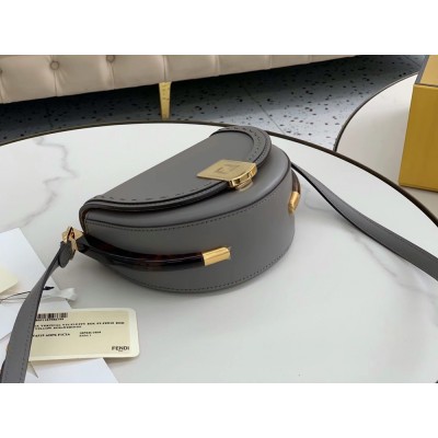 Fendi Moonlight Saddle Bag In Grey Calfskin TDBS25793