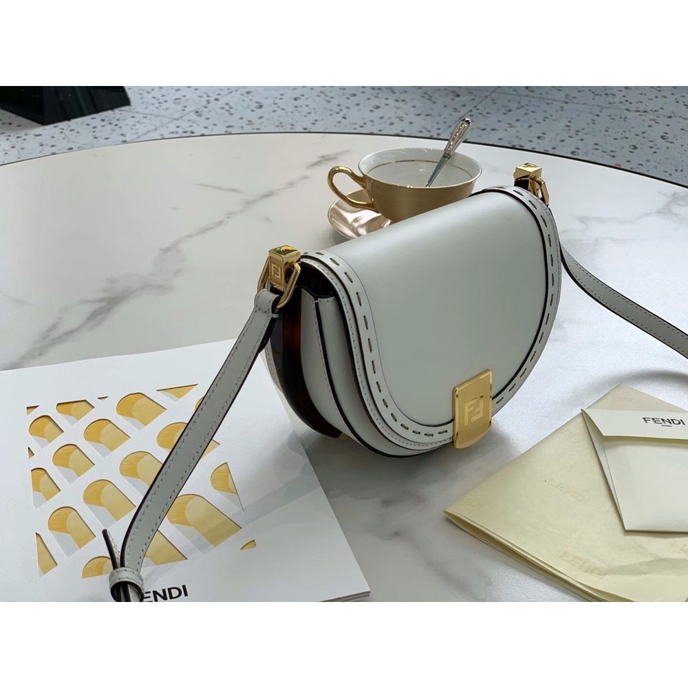 Fendi Moonlight Saddle Bag In White Calfskin TDBS25794