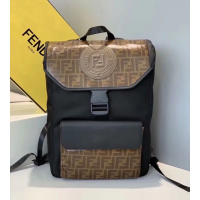 Fendi Nylon Backpack With Glazed Fabric With FF Motif  TDBS25596