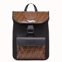 Fendi Nylon Backpack With Glazed Fabric With FF Motif  TDBS25596