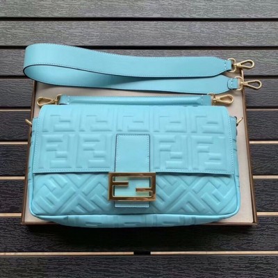 Fendi Pale Blue FF Motif Large Baguette Bag TDBS25638