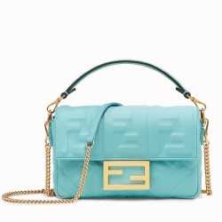 Fendi Pale Blue FF Motif Mini Baguette Bag TDBS25640