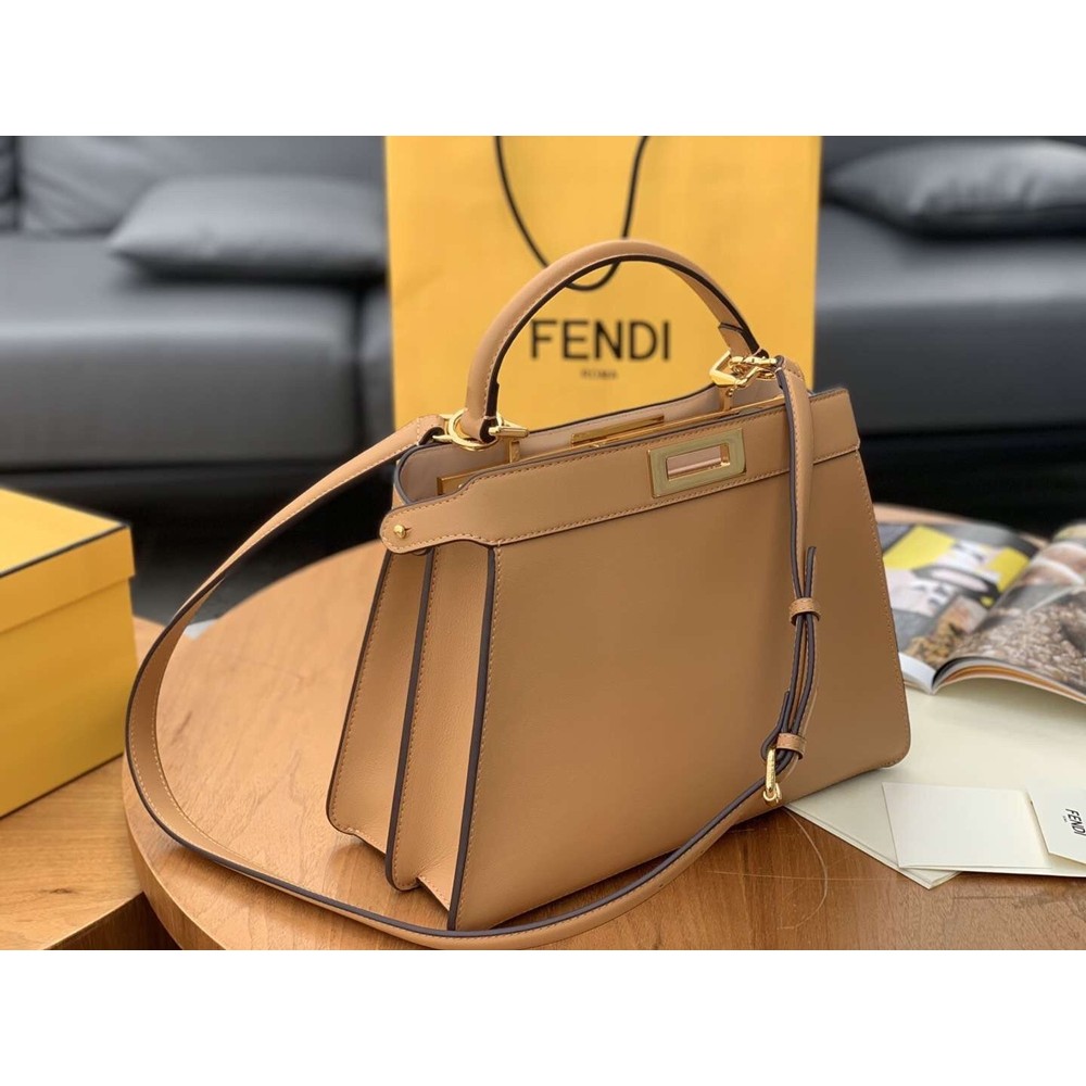 Fendi Peekaboo ISeeU Medium Bag In Beige Leather TDBS25735