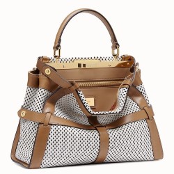 Fendi Peekaboo Medium Bag In White Perforated Calf Leather TDBS25811