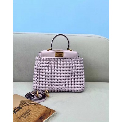 Fendi Peekaboo Mini Bag In Lilac Interlace Leather TDBS25819