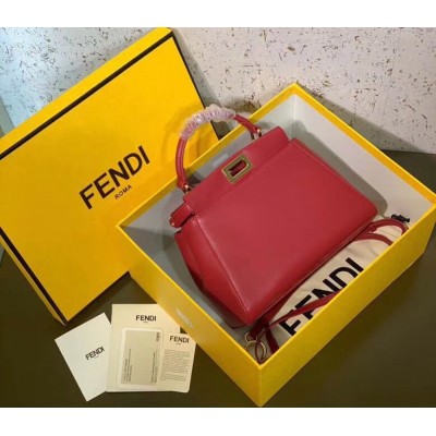 Fendi Peekaboo Mini Bag In Red Nappa Leather TDBS25821