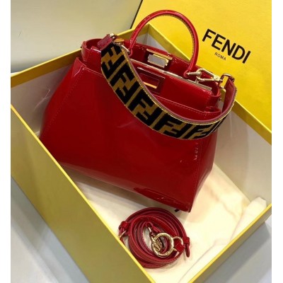 Fendi Peekaboo Mini Bag In Red Patent Calfskin TDBS25822