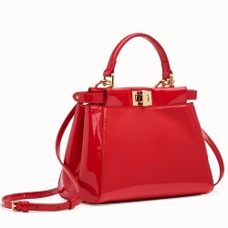 Fendi Peekaboo Mini Bag In Red Patent Calfskin TDBS25822