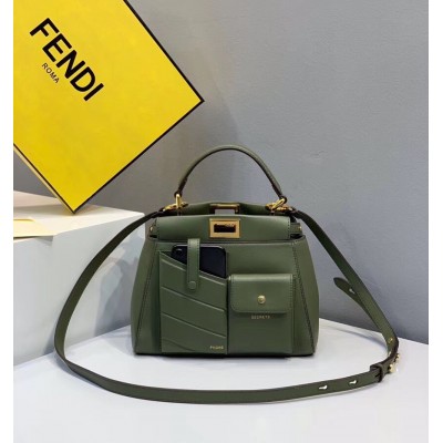 Fendi Peekaboo Mini Pocket Bag In Green Calfskin TDBS25825