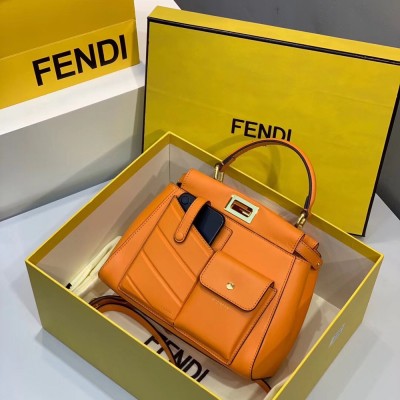 Fendi Peekaboo Mini Pocket Bag In Orange Calfskin TDBS25826