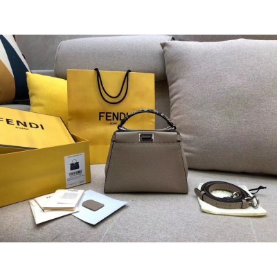 Fendi Peekaboo Mini Selleria Grey Bag with Python Leather Handle TDBS25828