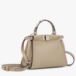 Fendi Peekaboo Mini Selleria Grey Bag with Python Leather Handle TDBS25828