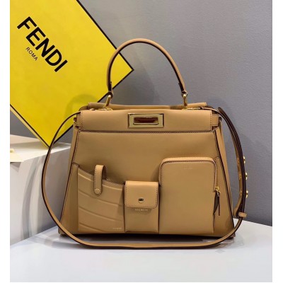 Fendi Peekaboo Pocket Medium Bag In Beige Calfskin TDBS25829