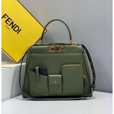 Fendi Peekaboo Pocket Medium Bag In Green Calfskin TDBS25831