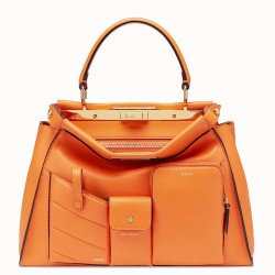 Fendi Peekaboo Pocket Medium Bag In Orange Calfskin TDBS25832