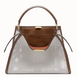 Fendi Peekaboo X Lite Large Bag In White Perforated Leather TDBS25833