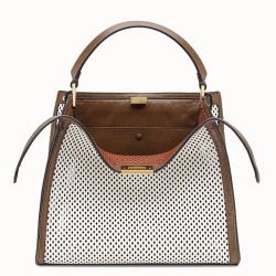 Fendi Peekaboo X Lite Medium Bag In White Perforated Leather TDBS25835