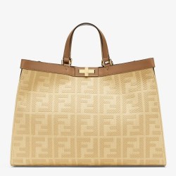 Fendi Peekaboo X Tote In Beige Canvas with FF Motif TDBS25909