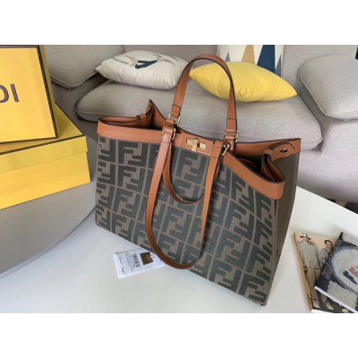 Fendi Peekaboo X Tote In Green Canvas with FF Motif TDBS25910