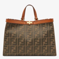 Fendi Peekaboo X Tote In Green Canvas with FF Motif TDBS25910