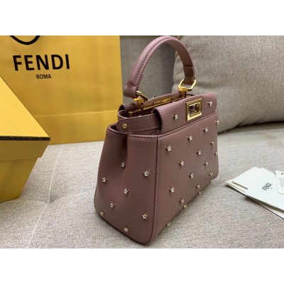 Fendi Peekaboo XS Bag With Star Studs In Black Nappa Leather  TDBS25838