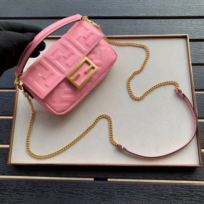 Fendi Pink FF Motif Mini Baguette Bag TDBS25643