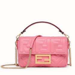 Fendi Pink FF Motif Mini Baguette Bag TDBS25643