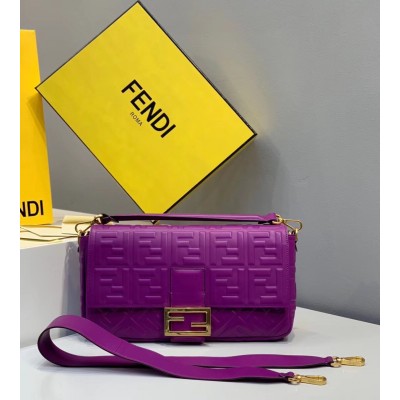 Fendi Purple FF Motif Large Baguette Bag TDBS25644