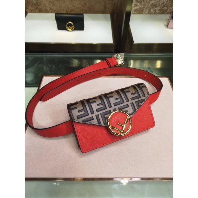 Fendi Red Kan I F Belt Bag With FF Motif TDBS25656