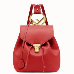 Fendi Red Leather Logo Backpack TDBS25597