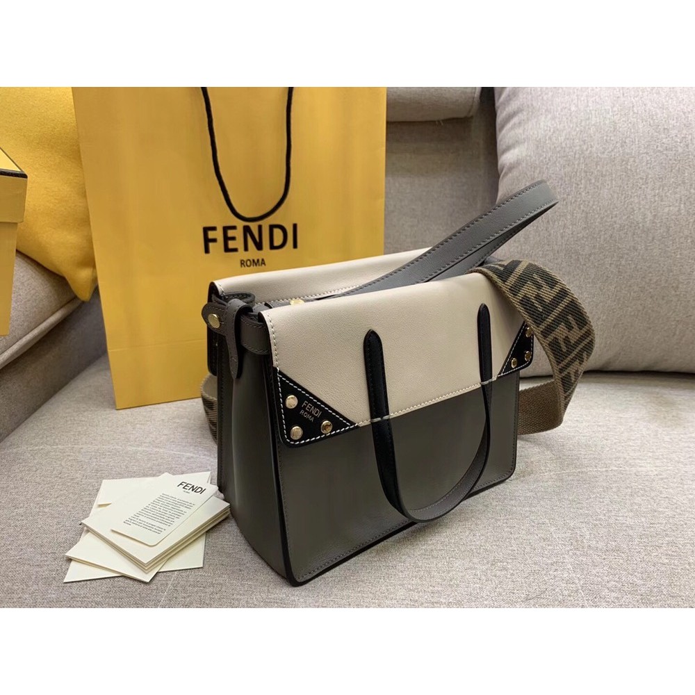 Fendi Regular Flip Tote Bag In Grey Calfskin TDBS25913