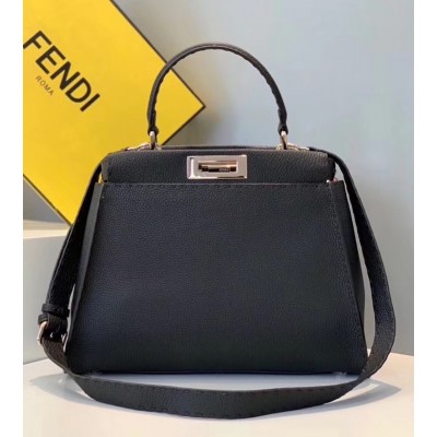 Fendi Selleria Peekaboo Medium Bag In Black Roman Leather TDBS25842