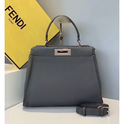 Fendi Selleria Peekaboo Medium Bag In Grey Roman Leather TDBS25843