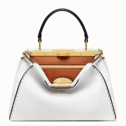 Fendi Selleria Peekaboo Medium Bag In White Roman Leather TDBS25844