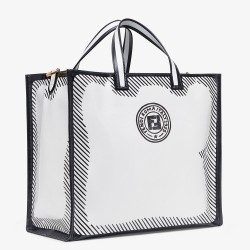 Fendi Shopper Bag In White Glazed Canvas TDBS25879