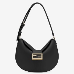 Fendi Small Croissant Hobo Bag In Black Leather TDBS25726