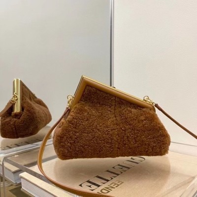 Fendi Small First Bag In Brown Wool Sheepskin  TDBS25707