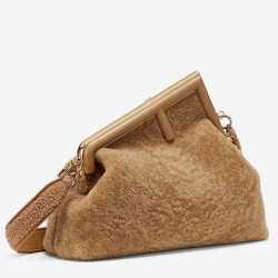 Fendi Small First Bag In Brown Wool Sheepskin  TDBS25707