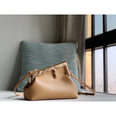 Fendi Small First Bag In Camel Leather with Python F TDBS25708