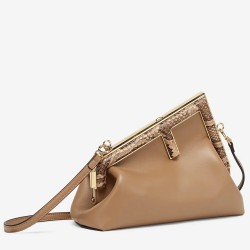 Fendi Small First Bag In Camel Leather with Python F TDBS25708