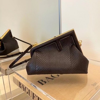 Fendi Small First Bag In Dark Brown Python Leather TDBS25709