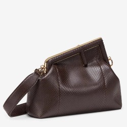 Fendi Small First Bag In Dark Brown Python Leather TDBS25709