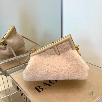 Fendi Small First Bag In Pink Wool Sheepskin  TDBS25714